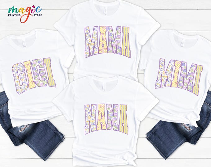 Floral Lace Mama Shirt, Retro Coquette Nana Tshirt, Easter Mama Tee, Mothers Day Gift, Aesthetic Gigi Mimi Shirt