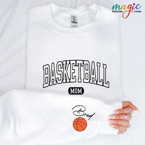 Personalized Basketball Mom Sweatshirt, Custom Name Number Basketball Sweater, Sports Mom Crewneck, Team Spirit Hoodie Gift