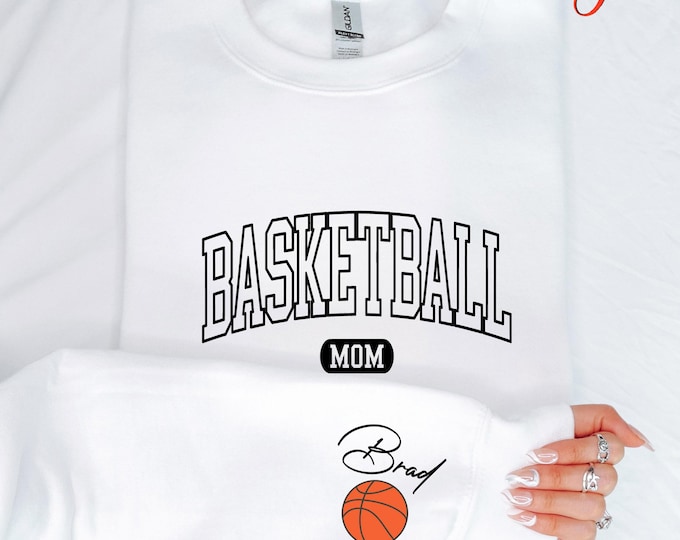 Personalized Basketball Mom Sweatshirt, Custom Name Number Basketball Sweater, Sports Mom Crewneck, Team Spirit Hoodie Gift