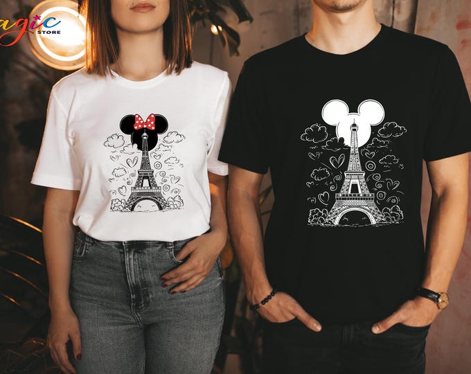 Disneyland Paris 2026 Shirt, Mickey Minnie Eiffel Tower Tshirt, Paris Vacation Shirt, Magical Kingdom Tee, Family Vacation 2026
