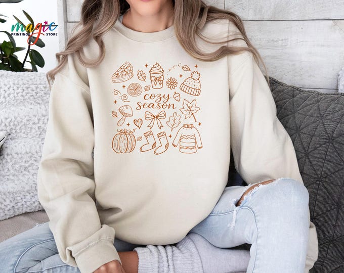 Cozy Season Sweatshirt, Girly Fall Sweater, Cozy Season Bow Hoodie, Preppy Fall Pumpkin Sweatshirt, Autumn Sweatshirt, Fall Gift for Family