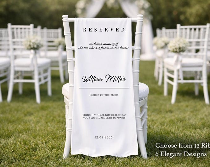 Custom Reserve Remembrance Ceremony Decor, Wedding Chair Sign, Memorial Aisle Decor, Personalized Photo Tribute