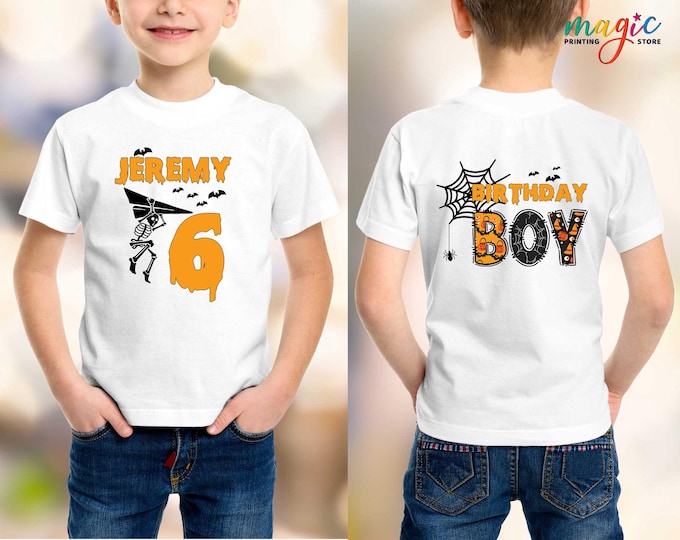 Custom Name Halloween Birthday Boy Tshirt, Halloween Gift for Birthday Boy, Halloween Birthday Costume Shirt, Halloween Birthday Party Shirt