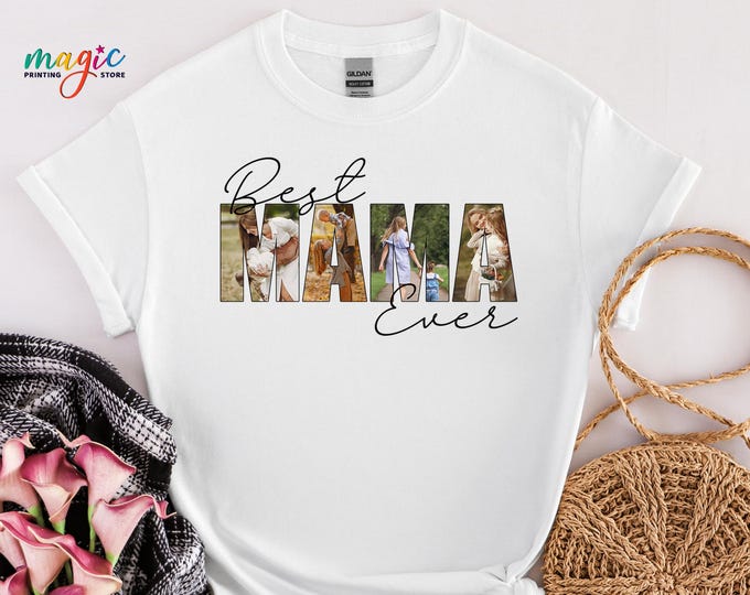 Custom Mama Photo Shirt, Personalized Best Mom Ever Tshirt, Mother's Day Outfit, Picture Gift for Mom