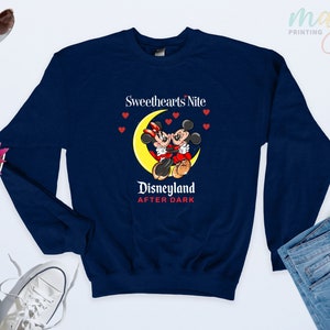 Sweetheart Nite Disneyland Sweatshirt, Mickey Minnie Couple Hoodie, Disneyland After Dark, Disneyworld Valentines Day,Couple Shirt Valentine image 5