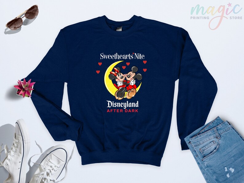 Sweetheart Nite Disneyland Sweatshirt, Mickey Minnie Couple Hoodie, Disneyland After Dark, Disneyworld Valentines Day,Couple Shirt Valentine image 5