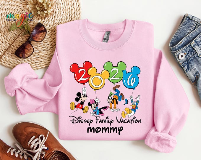 Custom Disney Family Vacation 2026 Sweatshirt, Mickey and Friends Hoodie, Disney Family Trip Sweater, Walt Disney World