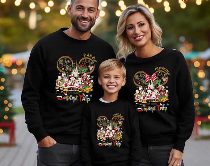 Personalized Disneyland Christmas Trip Sweatshirt, Disney Vacation 2026 Hoodie, Mickey and Friends Xmas Sweater,Holiday Tee
