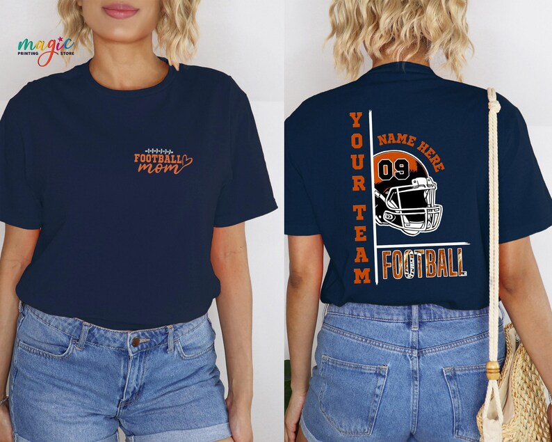 Custom Football Mom Shirt, Personalized Football Shirt, Your Name Football Shirt, Number Shirt, Game Day Tee, Comfort Colors® Football Team Bild 6