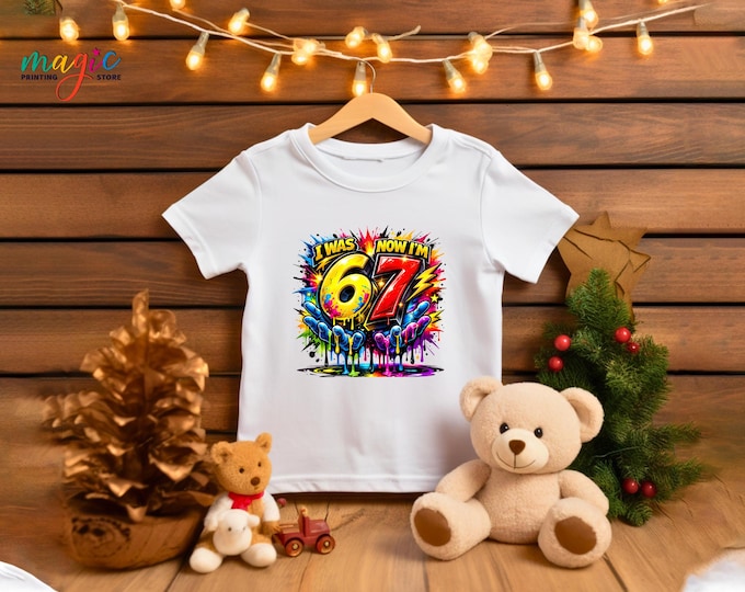 I was 6 Now 7 Birthday Shirt, Six Seven Birthday Boy Girl Tshirt, Funny Viral Meme Outfit, Gen Alpha Tee