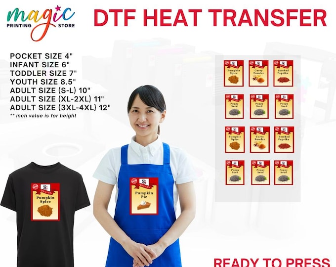Custom Spice Girl DTF Heat Transfer, Matching Halloween Ready to Press DTF Files, Thanksgiving Foodie Costume DTF