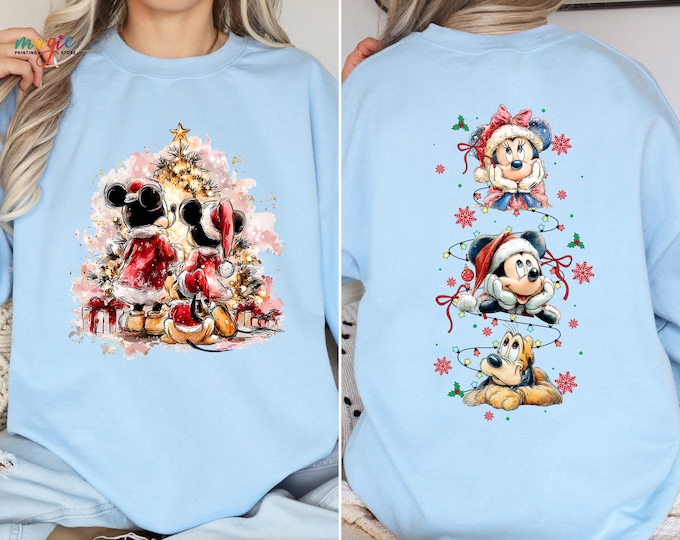 Vintage Disney Christmas Sweatshirt, Mickey Minnie Pluto Holiday Hoodie, Disneyland Trip Gifts