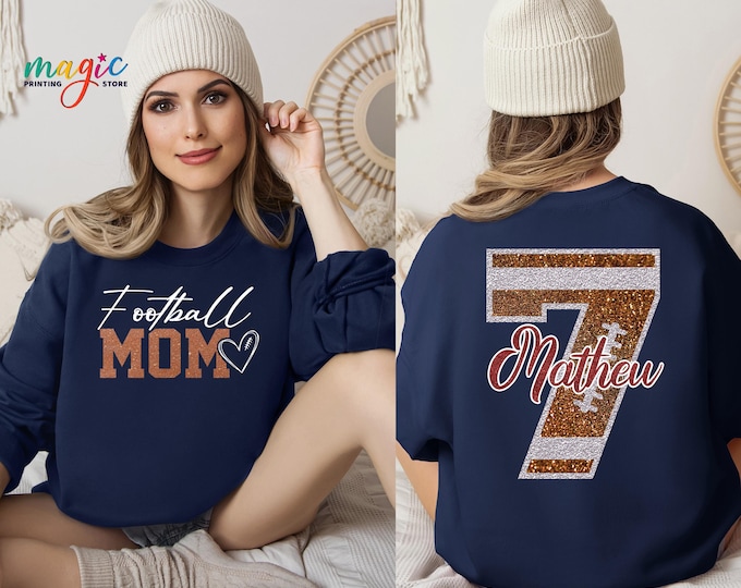 Custom Name Football Mom Sweatshirt, Football Mama Hoodie, Football Gift, Personalized Football Sweater, Retro Football Sweatshirt