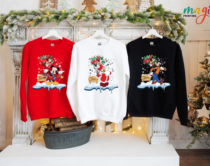 Disneyworld Christmas Sweatshirt, Disney Matching Characters Hoodie, Xmas Party Gift