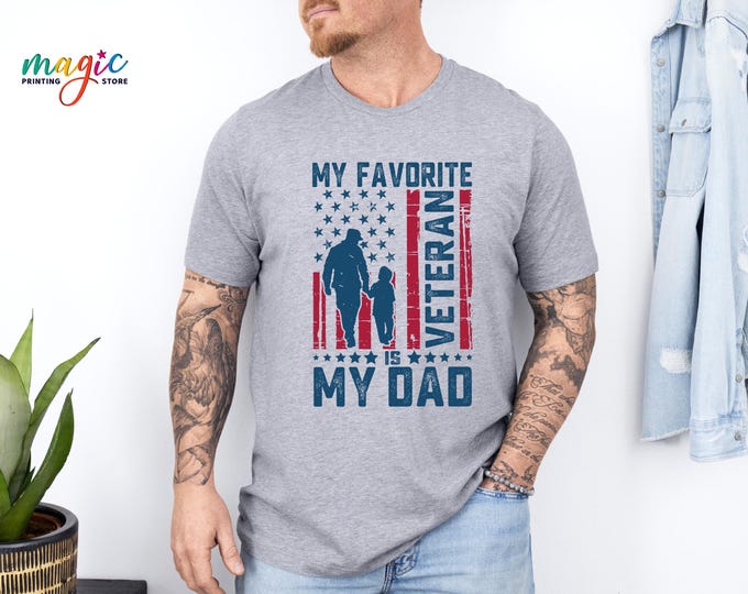 My Favorite Veteran Dad Shirt, Patriotic Military Gift, Father's Day Tee, American Flag Top