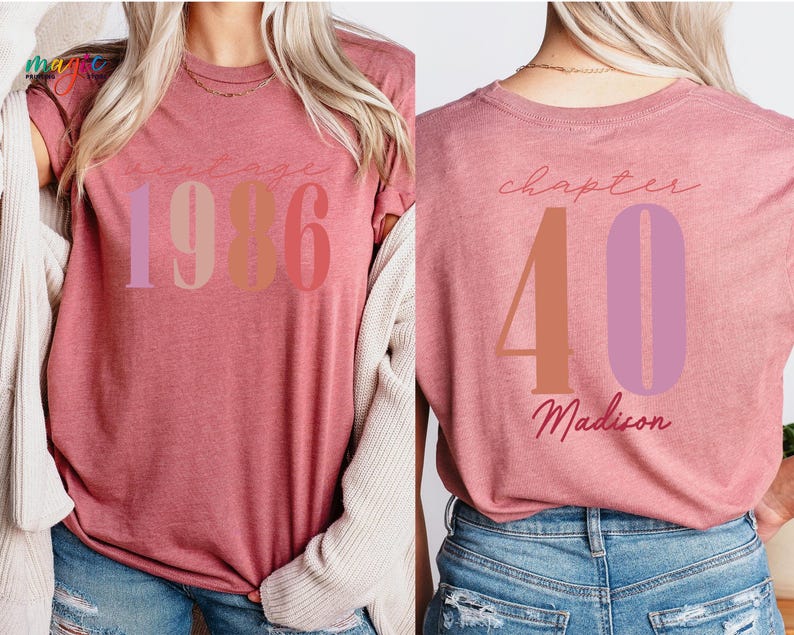 Custom Name Vintage 1986 40th Birthday Shirt, Chapter 40 T-shirt, Personalized Birthday Tee, Birthday Gift for Adults image 5