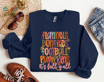 Retro Football Pumpkins Sweatshirt, It's Fall Y'all Autumn Vibes Sweater, Touchdown Hoodie