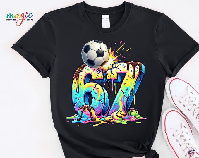 Ice Cream 6 7 Meme Soccer Shirt, Funny Six Seven Game Day Tshirt, Sports Fan Gen Alpha Outfit