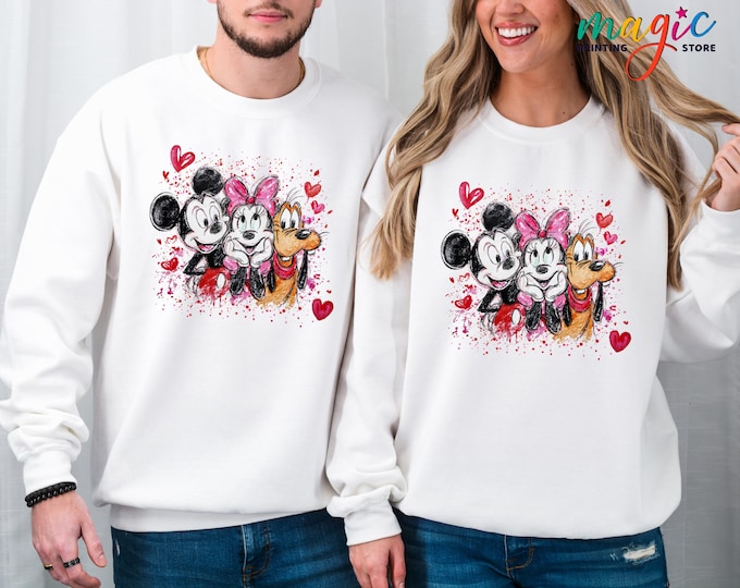 Disneyland Valentine Sweatshirt, Mickey Minnie Sweater, Couple Matching Hoodie, Valentines Day Gift