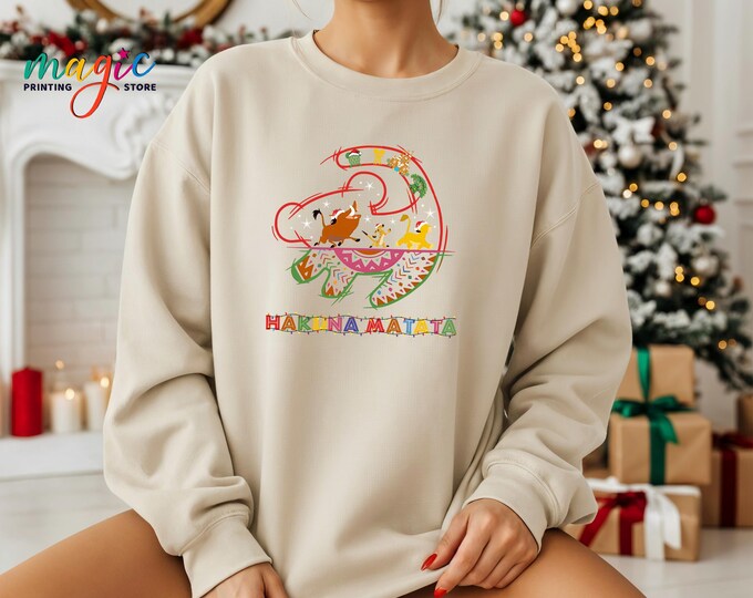 Disneyland Animal Kingdom Christmas Sweatshirt, Hakuna Matata Hoodie, Lion King Christmas Sweater, Xmas Family Shirt