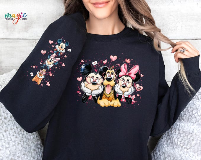 Disneyland Valentine Sweatshirt, Mickey And Friends Shirt,  Disney Magic Kingdom Hoodie, Disneyland Trip Gifts