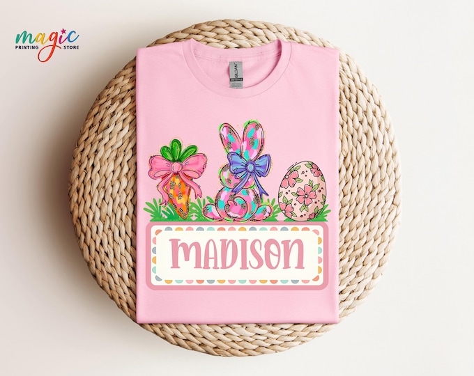 Custom Easter Shirt, Personalized Easter Shirt, Kids Easter Shirt, Cute Bunny Shirt, Toddler Easter Shirt, Easter Bunny, Kids Name Shirt