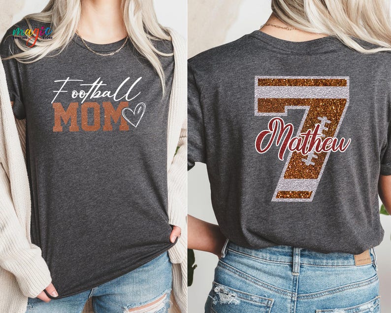 Custom Football Mom Shirt, Football Mama Shirt, Football Shirt Women, Personalized Football Shirt image 4