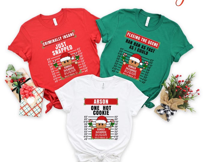 Custom Group Christmas Shirts, Personalized Holiday Crime Shirt for Family,  Funny Matching Family, Christmas Party Tees