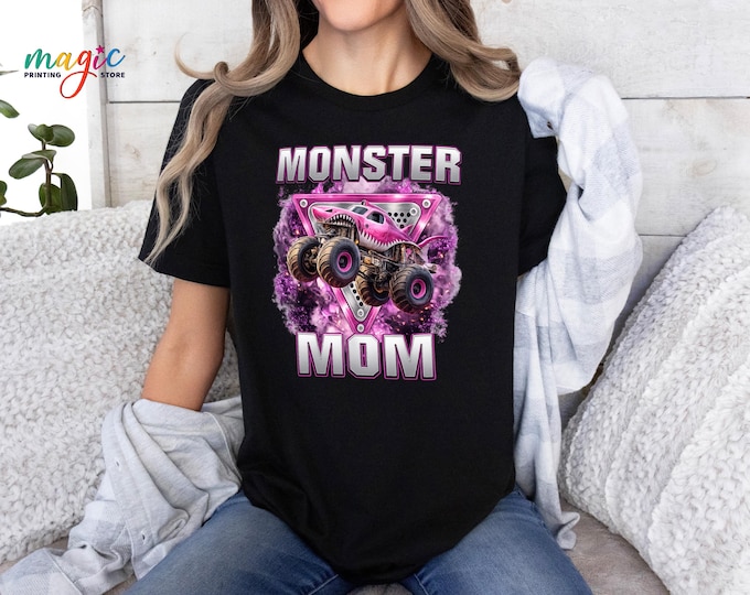 Pink Truck Mom Shirt, Shark Mama Tshirt, Truck Jam Mom Tee, Truck Lover Gift for Mama, Mothers Day Gift