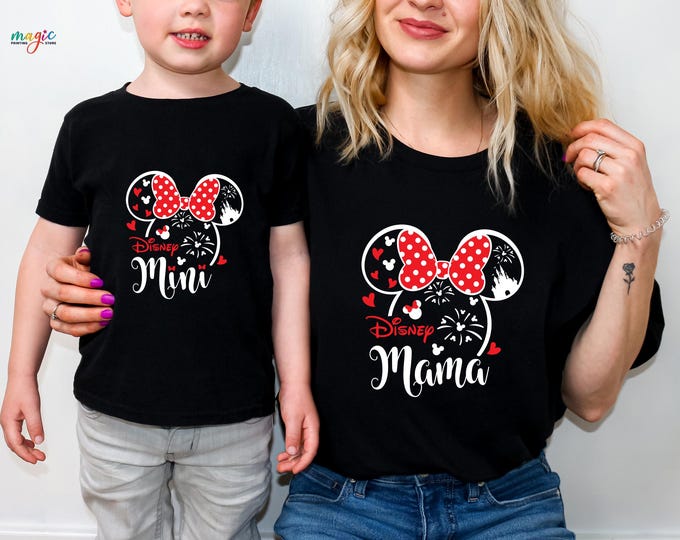 Disney Mouse Mama and Mini Shirt, Mama Mini Matching Shirt, Minnie Family Tshirt, Mommy and Me Shirt, Disney Trip Shirt