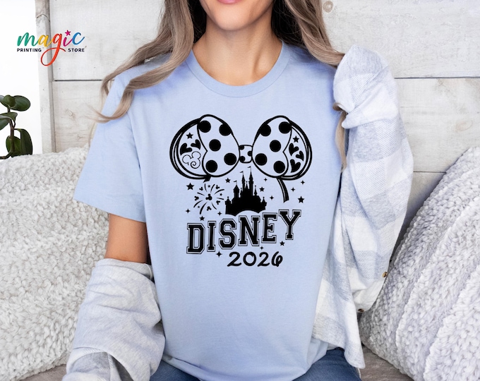 Disney 2026 Family Trip Shirt, Disneyland 2026 Vacation Tshirt, Mickey Minnie Ears Castle Shirt,Disney World 2026 Group Gift