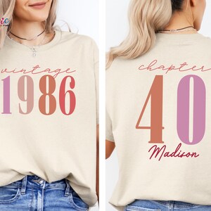 Custom Name Vintage 1986 40th Birthday Shirt, Chapter 40 T-shirt, Personalized Birthday Tee, Birthday Gift for Adults image 9