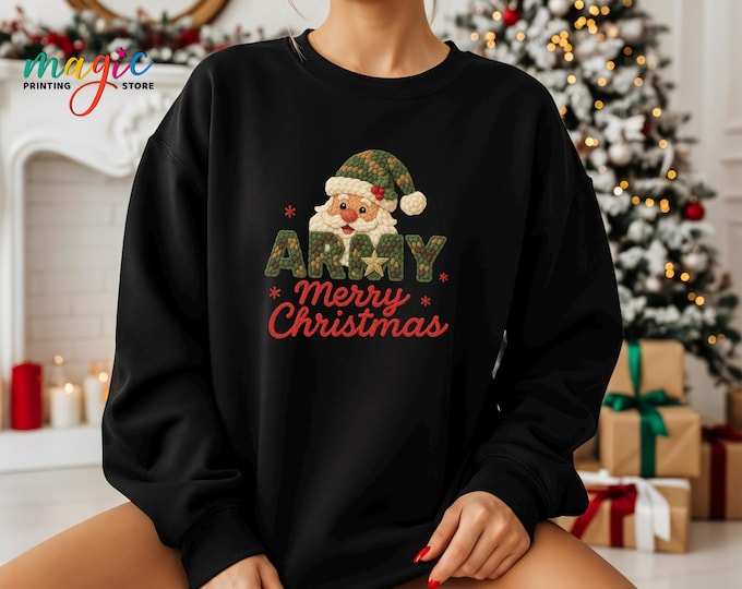 Army Merry Christmas Sweatshirt, Military Xmas Gifts, Patriotic Memorial Day Hoodie, Veteran Day Shirt