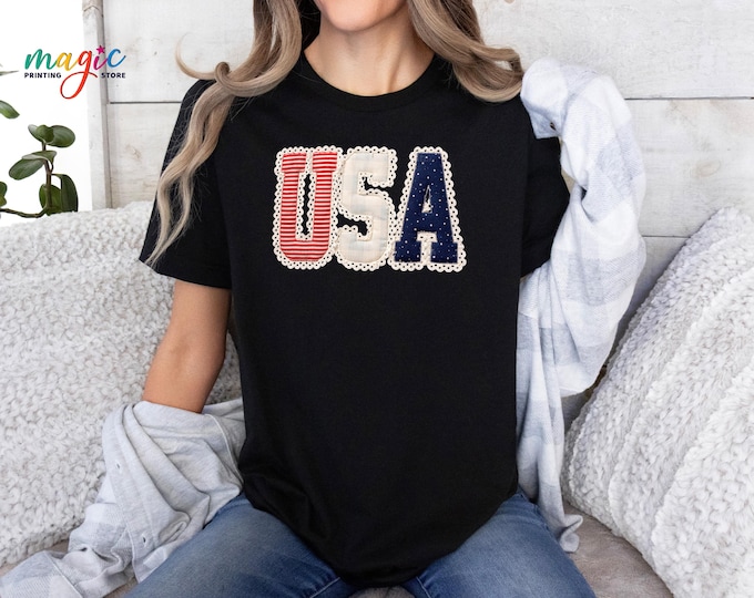 Preppy USA Shirt, Patriotic America Shirt, Retro 4th Of July Tshirt, Girly Independence Day Gift, Aesthetic Freedom Shirt