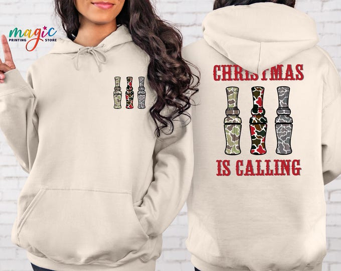 Christmas Duck Hunting Sweatshirt,  Christmas is Calling Sweatshirt, Christmas Camo Hunting Hoodie, Christmas Hunting Life Sweater