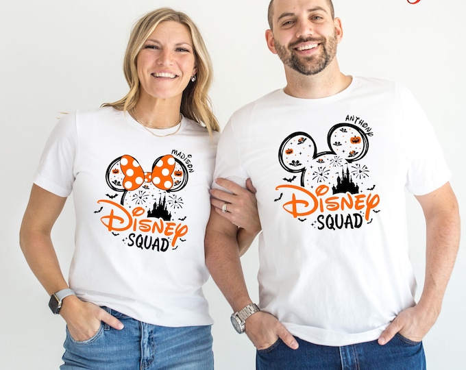 Custom Name Disney Squad Tshirt, Personalized Halloween Shirt, Halloween Shirt for Family, Halloween Disney Party Shirt, Halloween Gift
