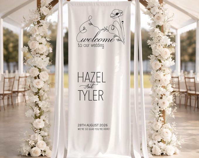 Personalized Fabric Wedding Welcome Sign, Custom Reception Banner, Engagement Party Decor