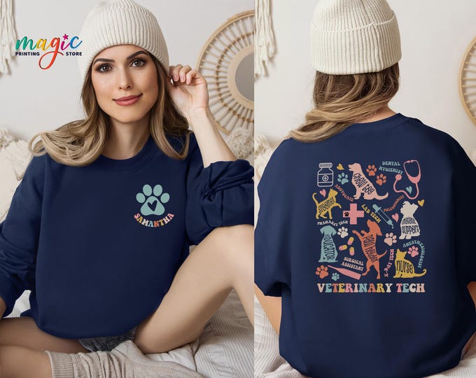 Custom Veterinary Technician Sweatshirt, Vet Tech Sweater, Vet Tech Gift, Veterinary Technician Week Hoodie, Vet Gift for New Vet