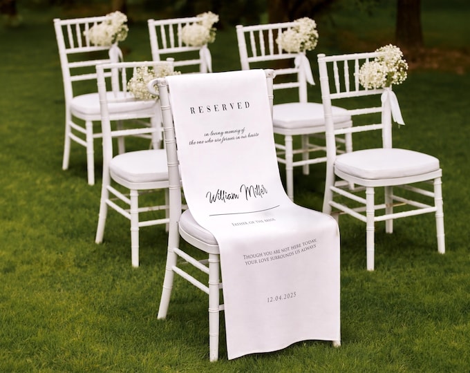 Custom Reserve Remembrance Ceremony Decor, Wedding Chair Sign, Memorial Aisle Decor, Personalized Photo Tribute