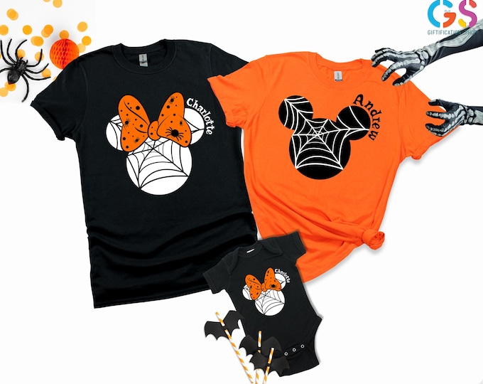 Custom Name Disney Halloween Family Tshirts,Disneyland Halloween Shirt,Spooky Season, Halloween Gift for Family, Mouse Halloween Tees