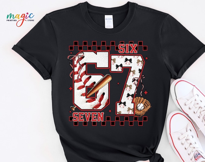 Six Seven Baseball Birthday Shirt, Viral Meme Game Day Tee, 6 7 Sports Fan Humor Tshirt, Gen Alpha Outfit