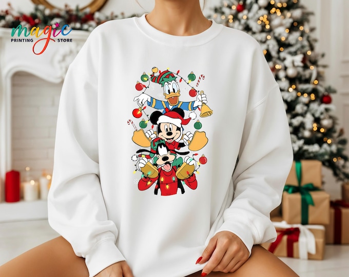 Disney Characters Christmas Sweatshirt, Mickey and Friends Hoodie, Disneyland Gifts, Xmas Party 2025