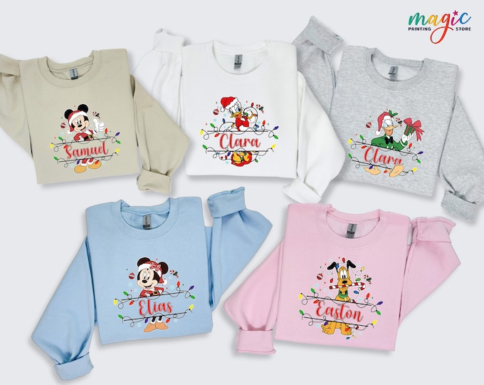Custom Disney All Characters Christmas Sweatshirt, Mickey and Friends Xmas Hoodie, Holiday Family Gift