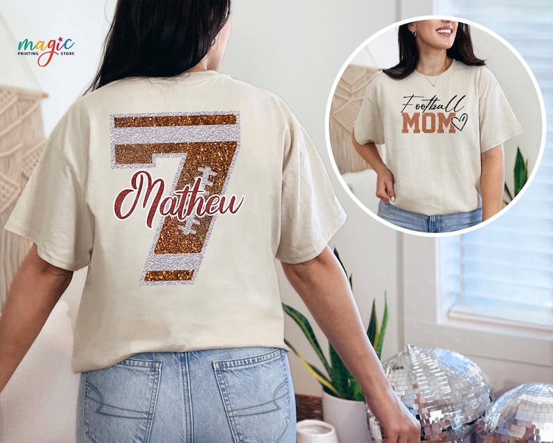 Custom Football Mom Shirt, Football Mama Shirt, Football Shirt Women, Personalized Football Shirt image 5