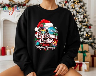 Christmas Cruise Sweater, Santa Hat Sunglasses Making Memories Sweatshirt, Family Vacation Trip Gift