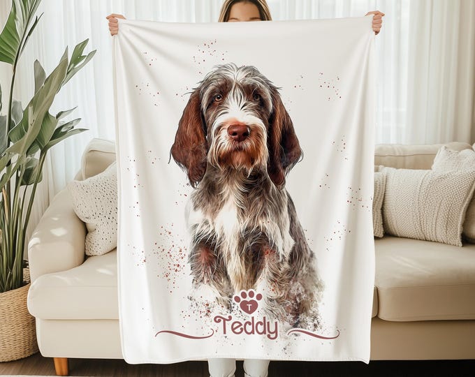 Custom Pet Photo Blanket, Personalized Dog Portrait Blanket, Pet Lover Blanket Gift, Pet Mama Blanket with Photo and Name, Pet Memorial