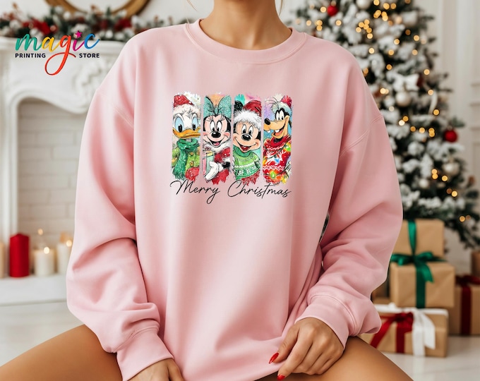 Disneyworld Merry Christmas Sweatshirt, Disneyland Xmas Family Gift, Disney Trip Hoodie