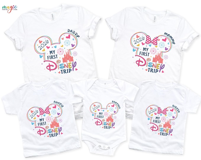 Custom Name My First Disney Trip 2026 Shirt, Personalized Family Vacation 2026, Disneyland Groups Shirt