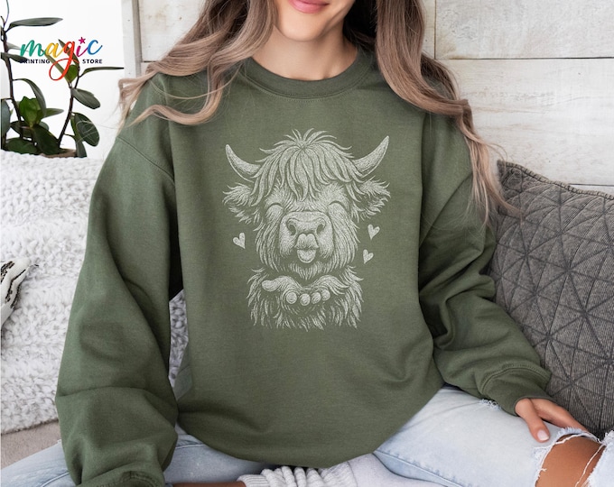 Highland Cow Sweatshirt, Animal Lover Hoodie, Sarcastic Sweatshirt, Gift for Cow Lovers, Farm Animal Gift