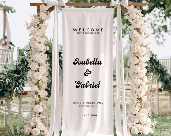 Personalized Rustic Wedding Banner: Wedding Welcome Sign, Custom Ceremony Decor